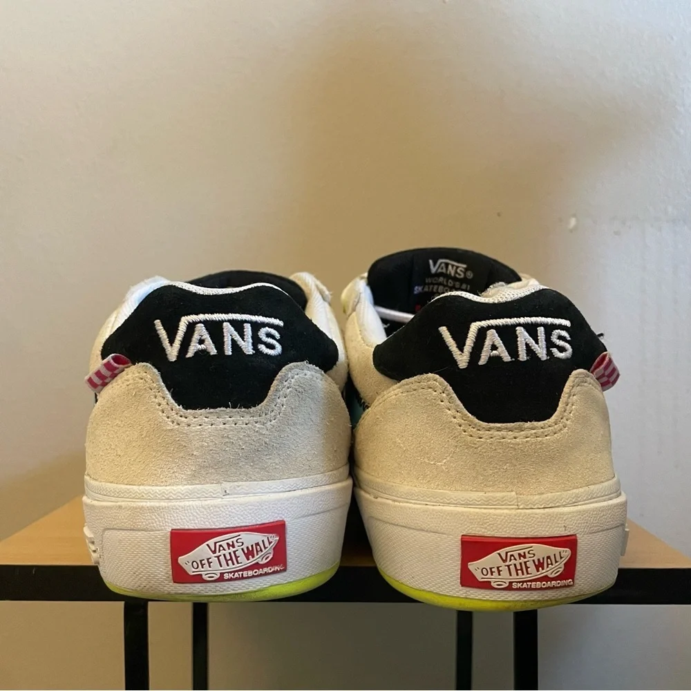 Vans Cream Blue Sneakers Mesh Pink Yellow Accents – Men 6 / Women 7.5 - Picture 12 of 16